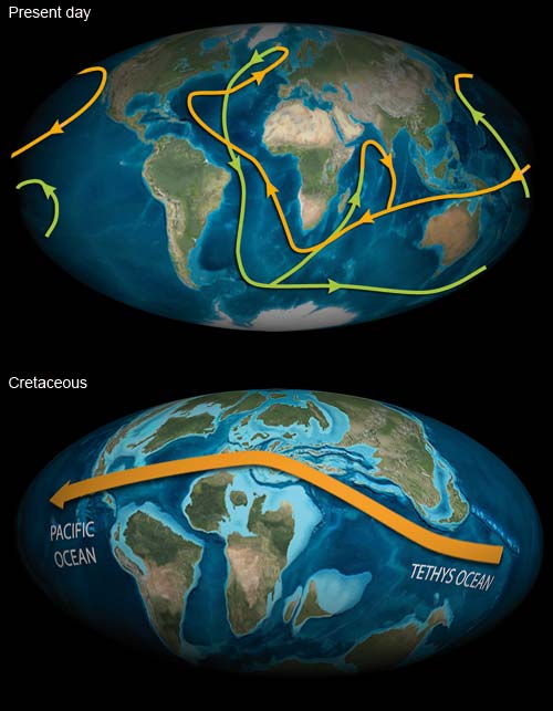 Havstrømme ændres med kontinentalbevægelser 