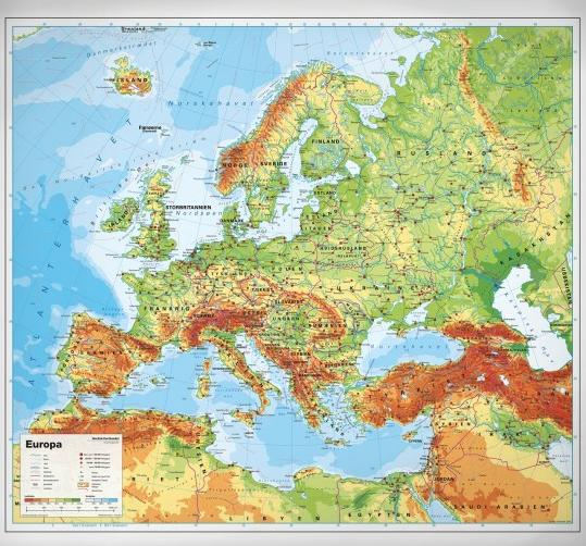 Fysisk kort europa