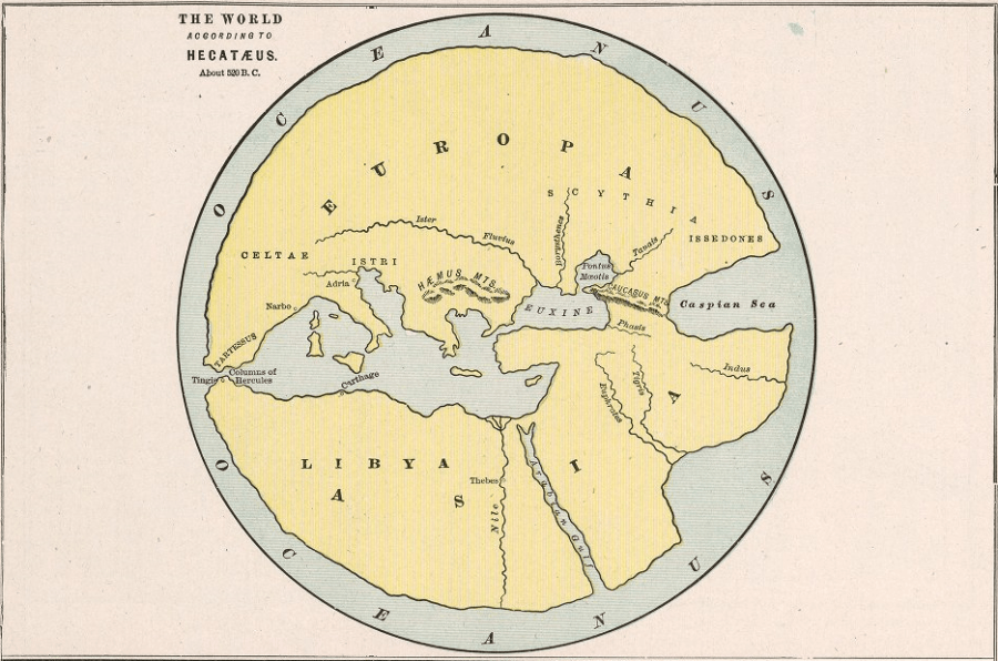 Hecataeus of Miletus' map of the world, made in the 5th or 6th century BC.